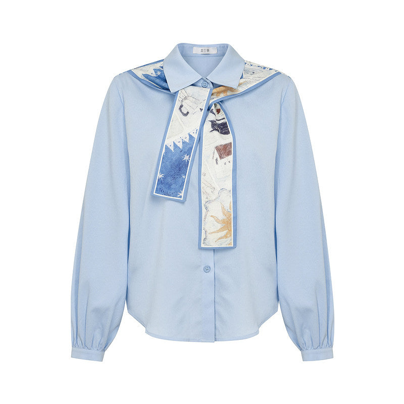 Artistic Patchwork Lantern Sleeve Shirt