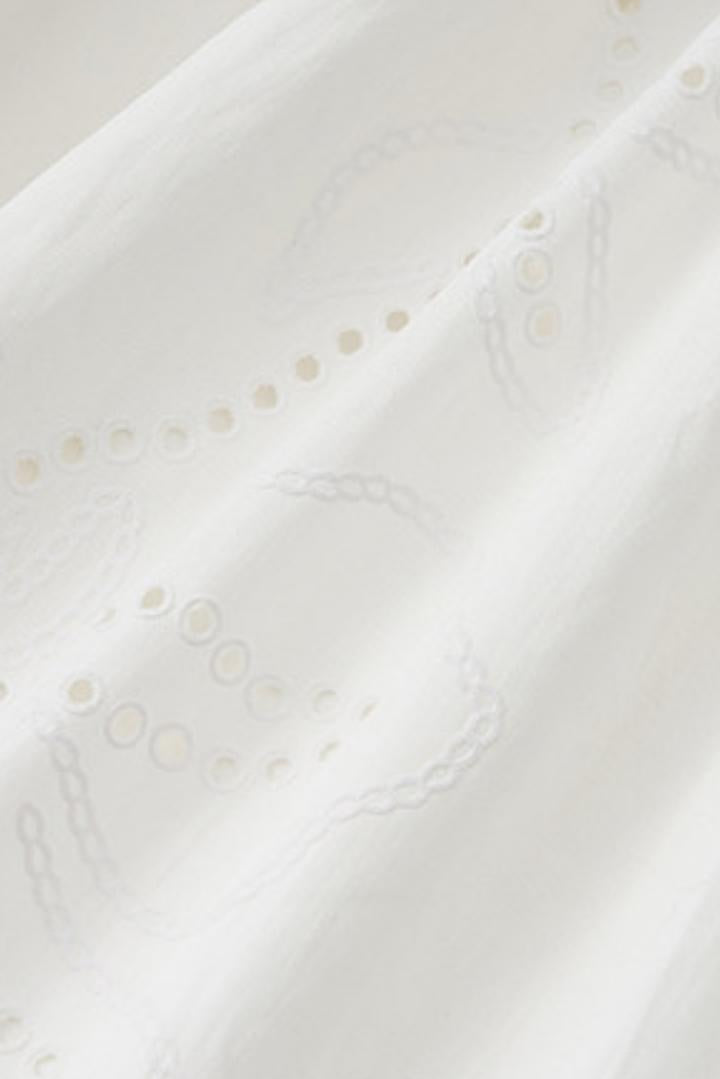 Romantic Eyelet Lace Pleated Mini White Dress