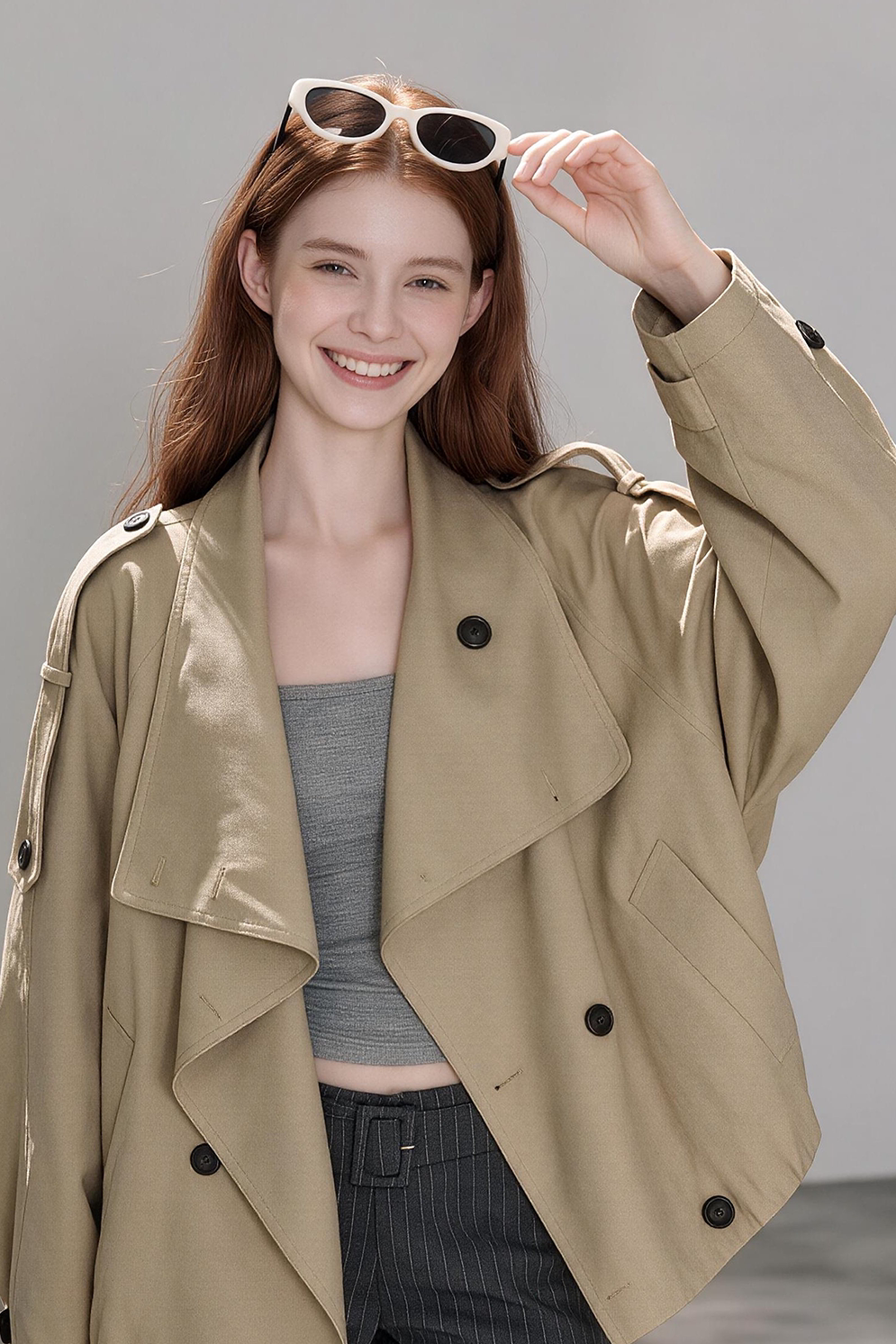 British Khaki Short Trench Coat