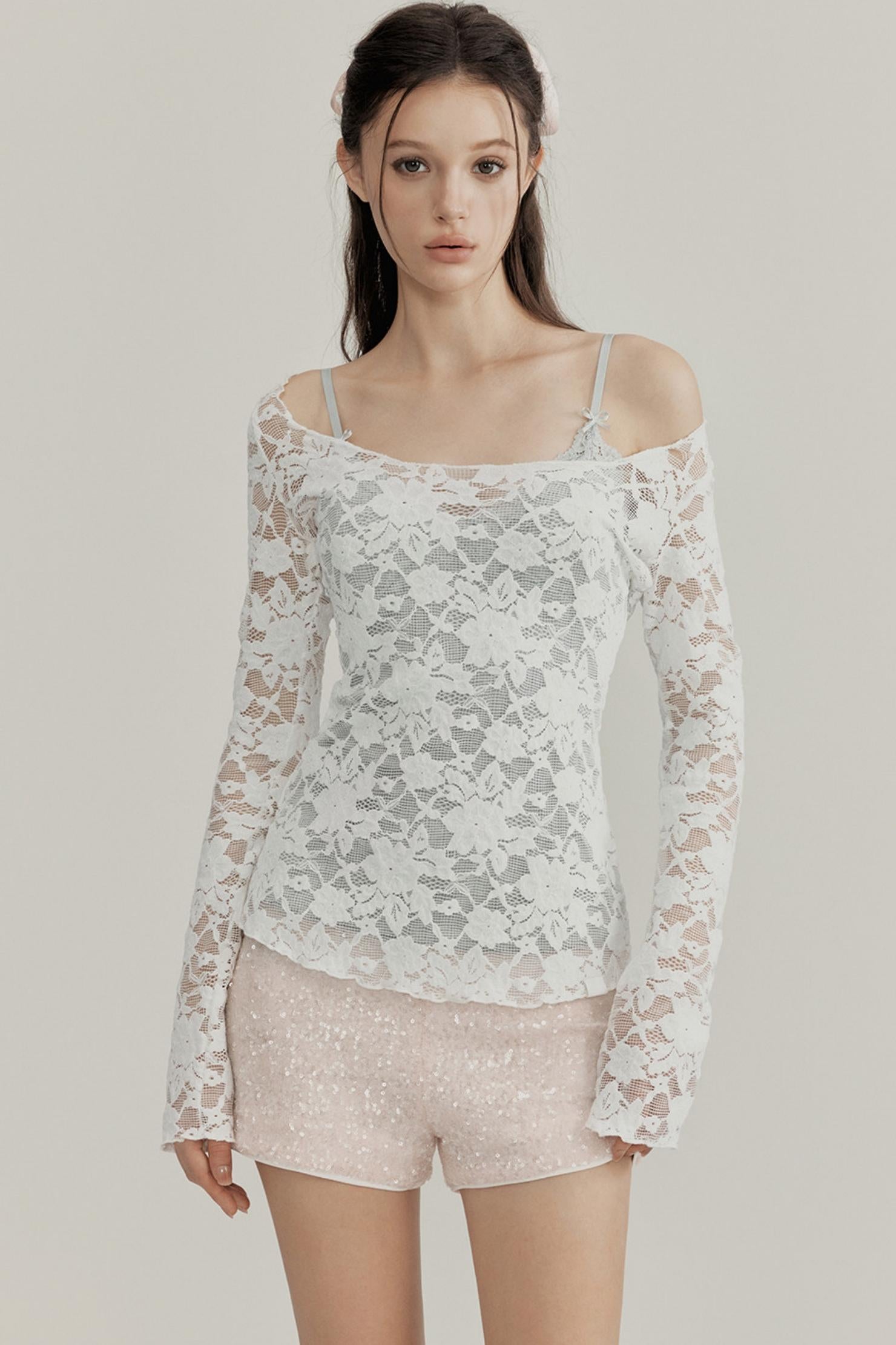 Beaded Glitter Low-Rise Shorts