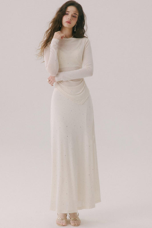 Soft Branch Moonlight French Chanel-Style Two-Piece Dress Set