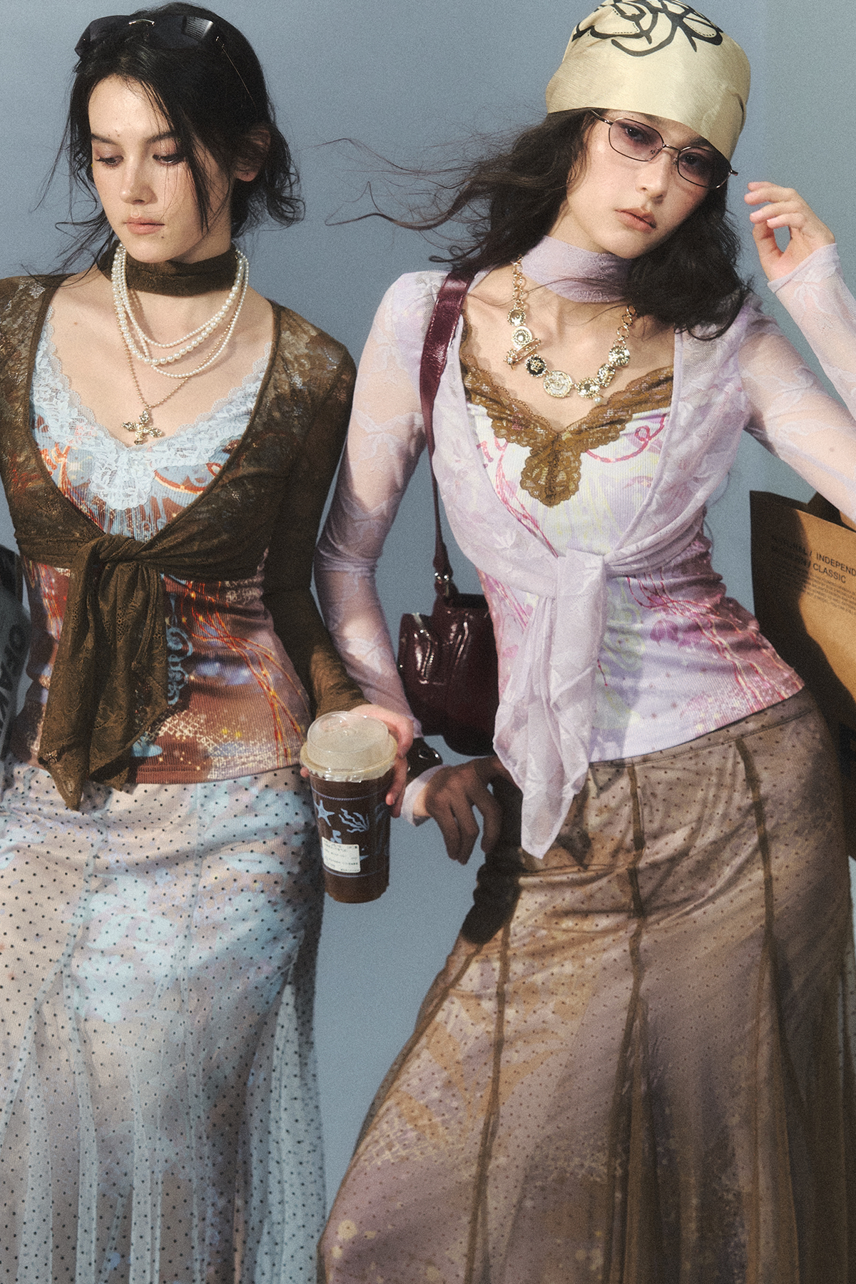 "Nalati's Cloud" Lace Patchwork Faux Two-Piece Cardigan
