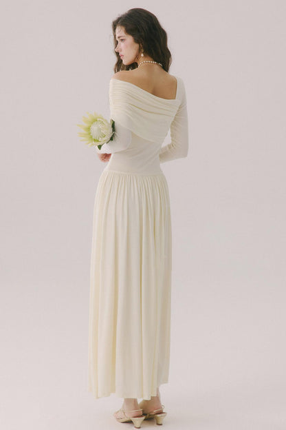 Flower Song Round Dance Lyocell Off-Shoulder Long Dress