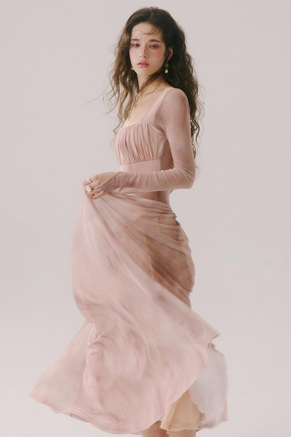 Duke's Flower Banquet French Square Neck Dress