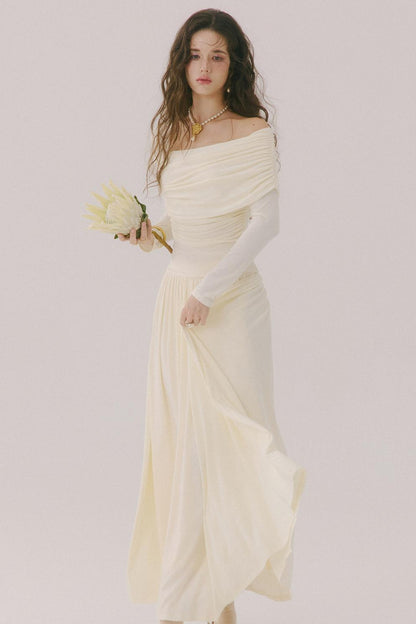Flower Song Round Dance Lyocell Off-Shoulder Long Dress