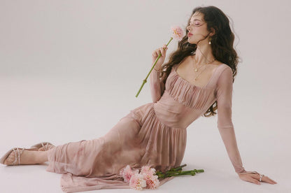 Duke's Flower Banquet French Square Neck Dress