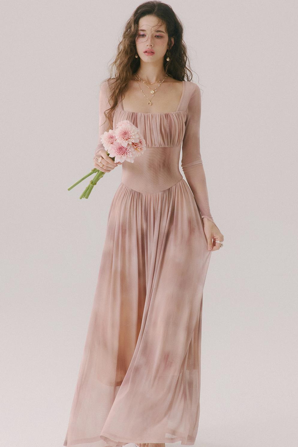 Duke's Flower Banquet French Square Neck Dress