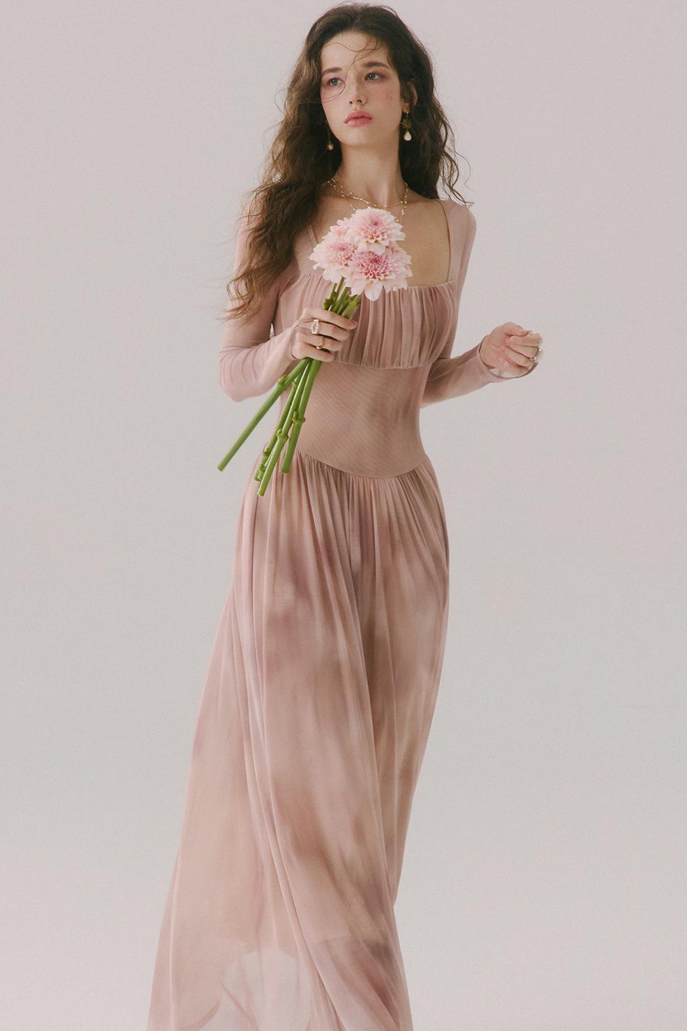 Duke's Flower Banquet French Square Neck Dress