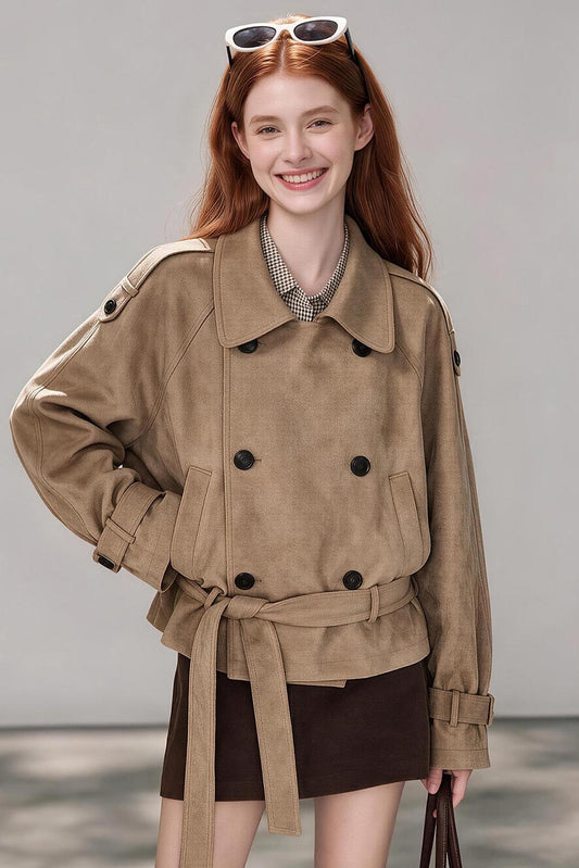 British Old Money Khaki Short Trench Jacket