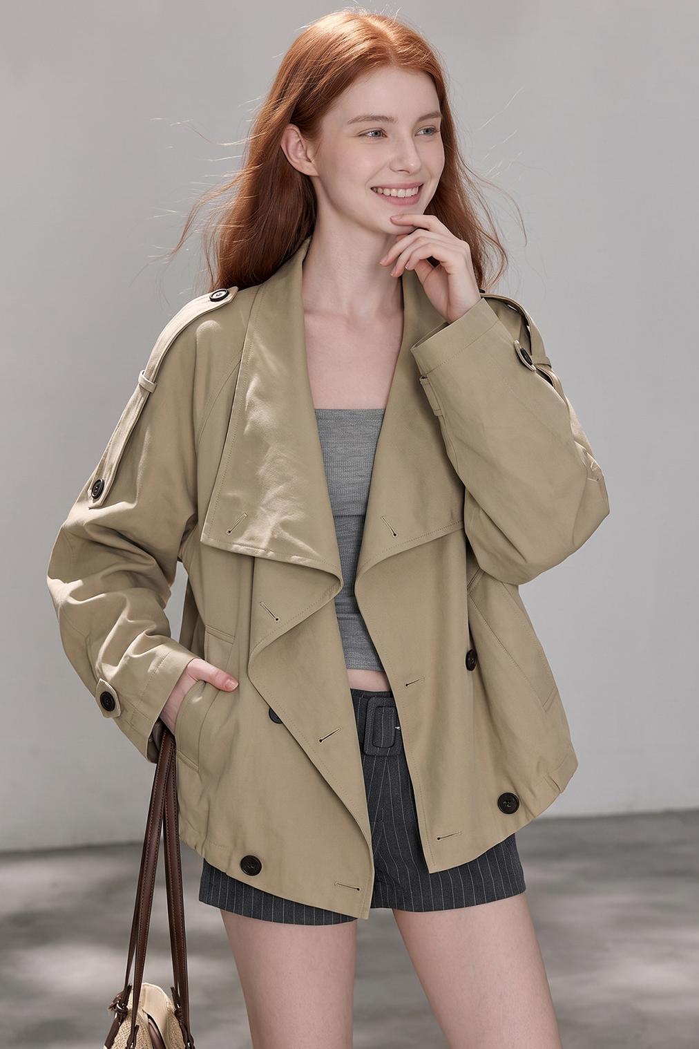 British Khaki Short Trench Coat