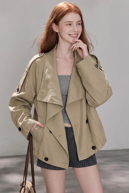 British Khaki Short Trench Coat