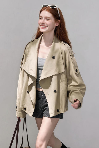 British Khaki Short Trench Coat