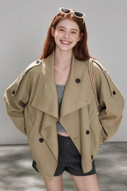British Khaki Short Trench Coat