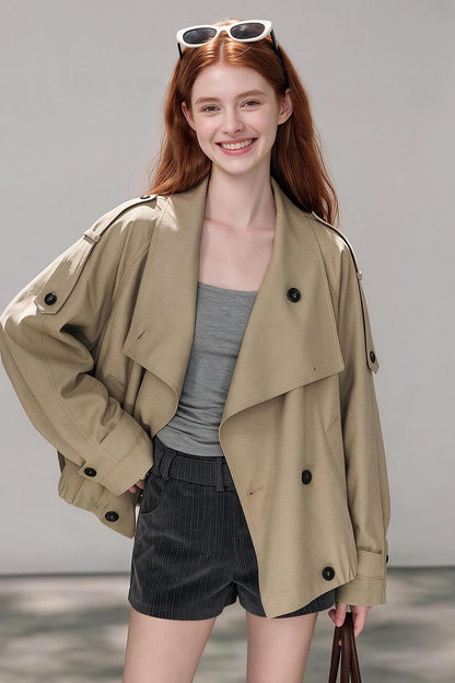 British Khaki Short Trench Coat