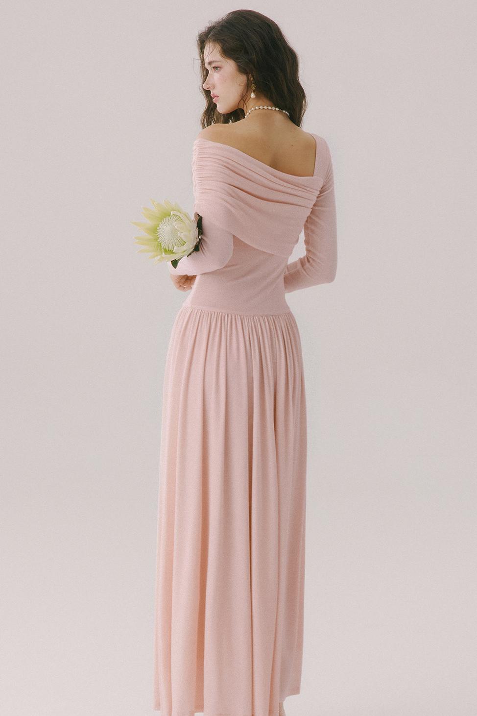 Flower Song Round Dance Lyocell Off-Shoulder Long Dress