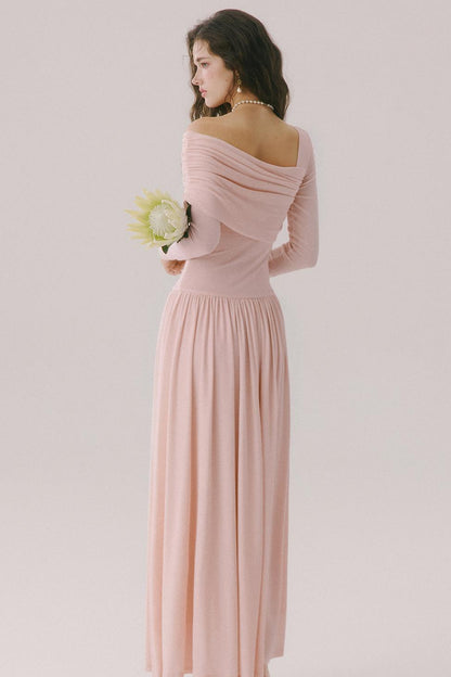 Flower Song Round Dance Lyocell Off-Shoulder Long Dress