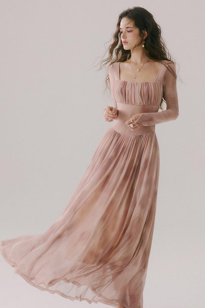 Duke's Flower Banquet French Square Neck Dress