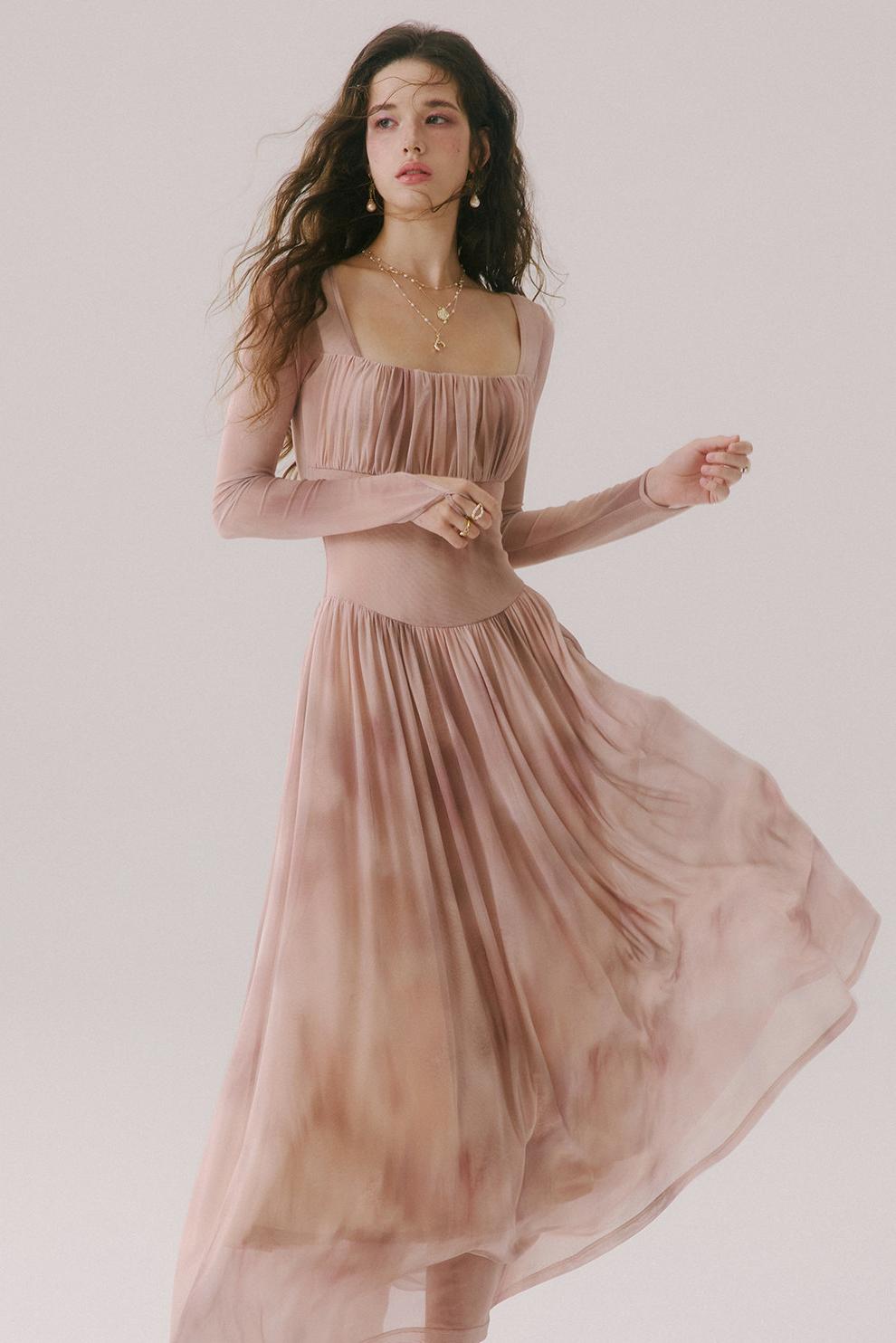 Duke's Flower Banquet French Square Neck Dress