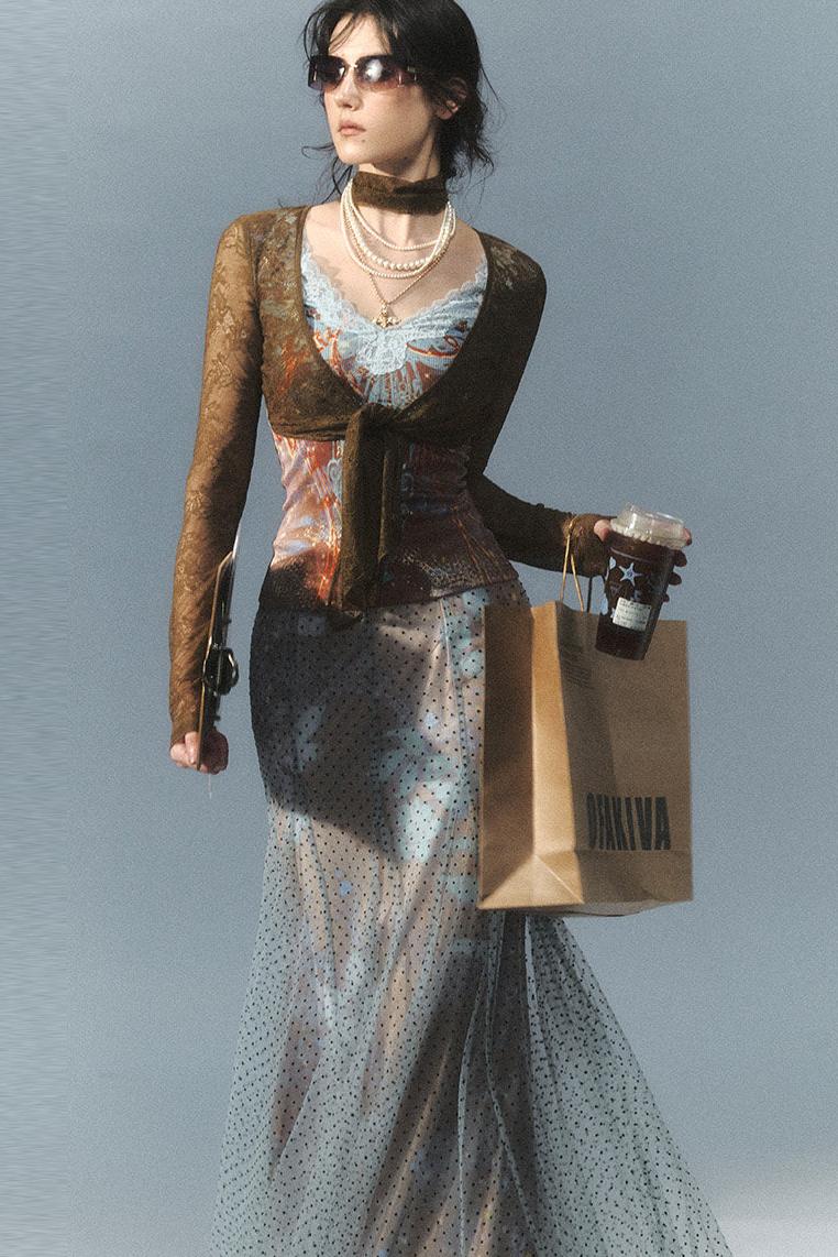 "Nalati's Cloud" Lace Patchwork Faux Two-Piece Cardigan
