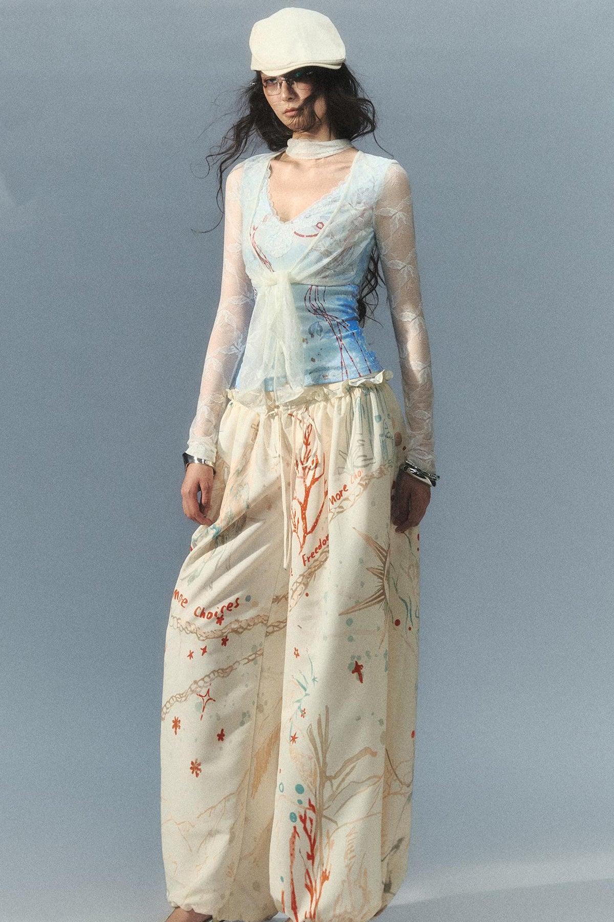 "Nalati's Cloud" Lace Patchwork Faux Two-Piece Cardigan