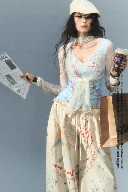 "Nalati's Cloud" Lace Patchwork Faux Two-Piece Cardigan