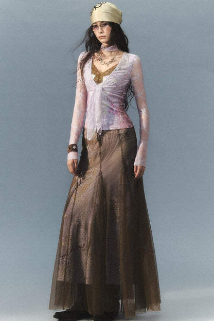 "Nalati's Cloud" Lace Patchwork Faux Two-Piece Cardigan