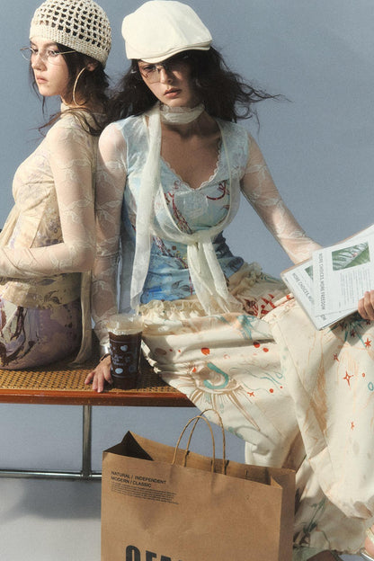 "Nalati's Cloud" Lace Patchwork Faux Two-Piece Cardigan