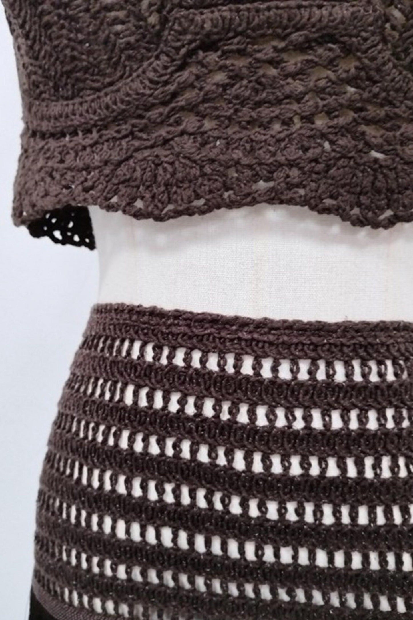 Knit Hollow-Out Fringe Skirt Vacation Set
