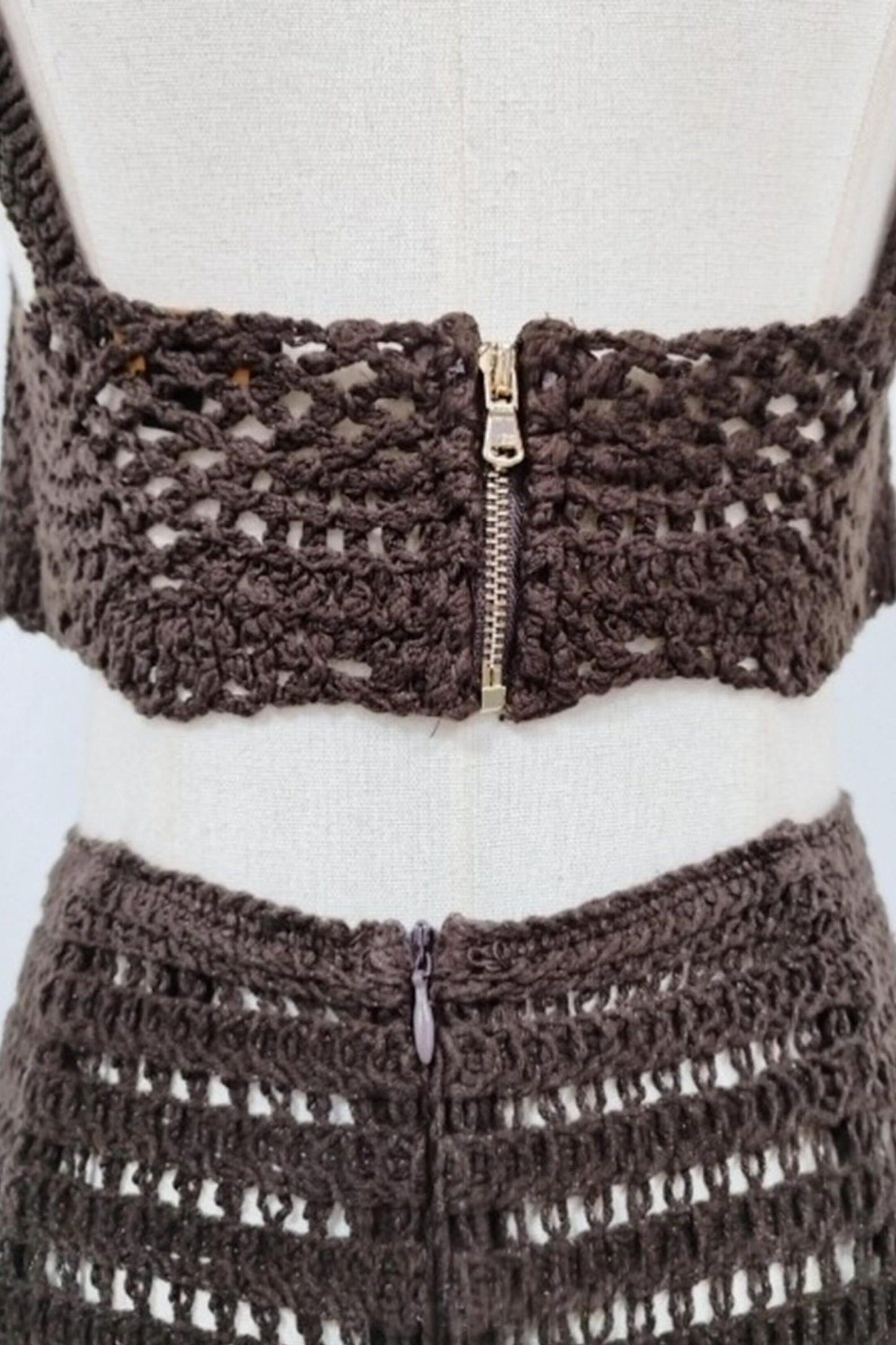 Knit Hollow-Out Fringe Skirt Vacation Set