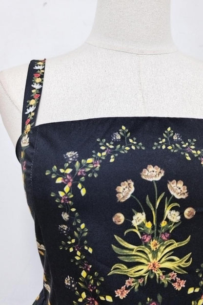 Vintage Floral Square Neck Puffy Mini Dress