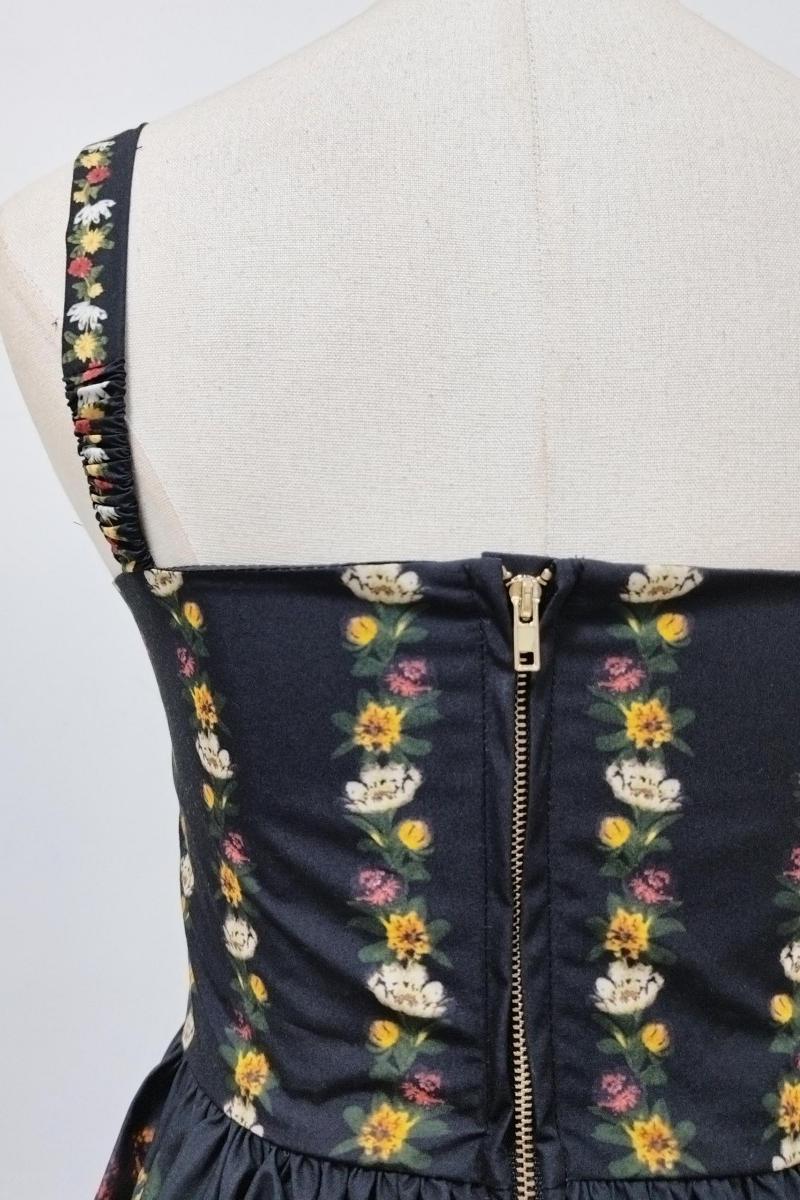 Vintage Floral Square Neck Puffy Mini Dress