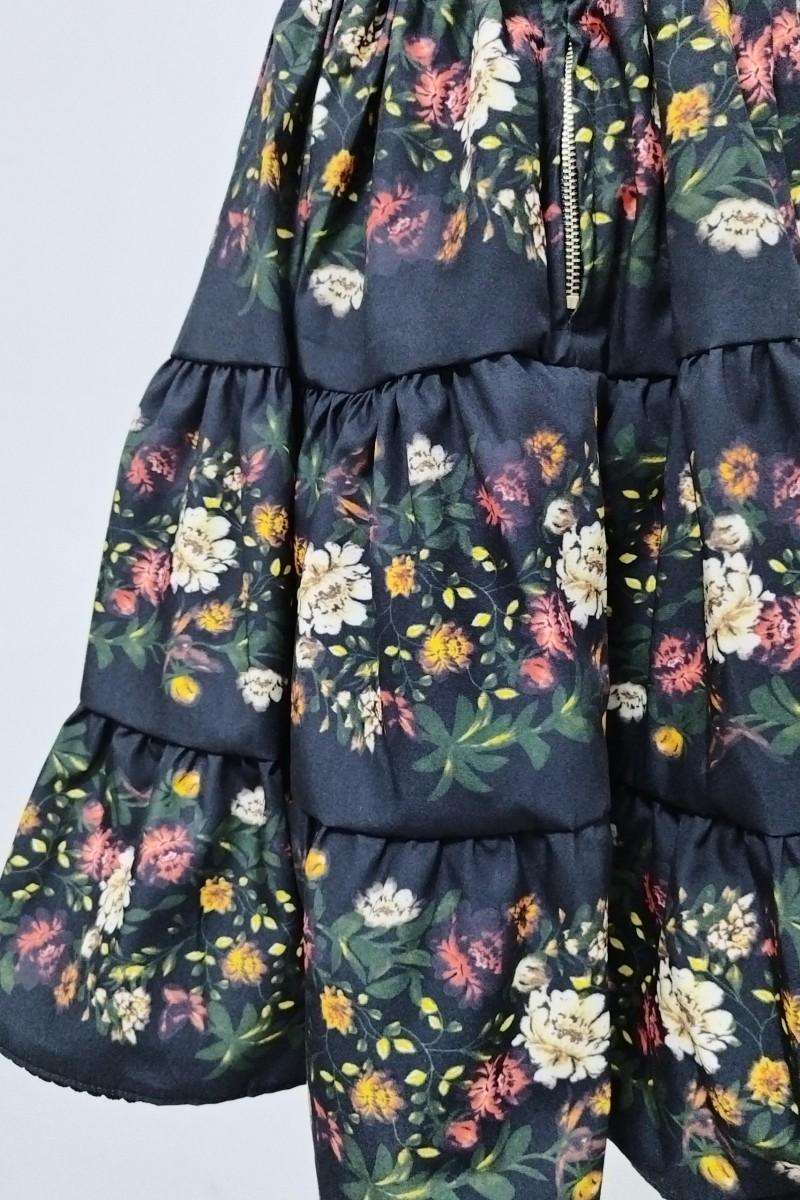 Vintage Floral Square Neck Puffy Mini Dress