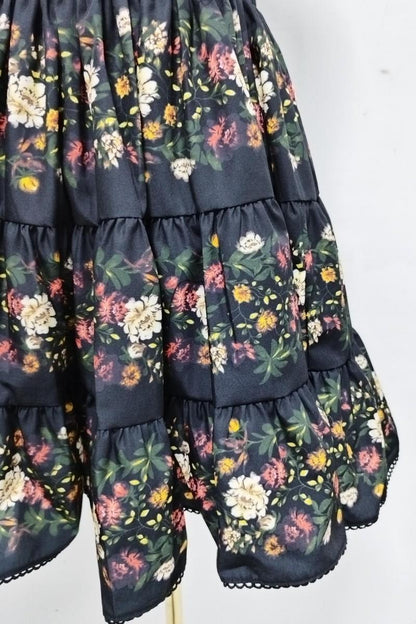 Vintage Floral Square Neck Puffy Mini Dress