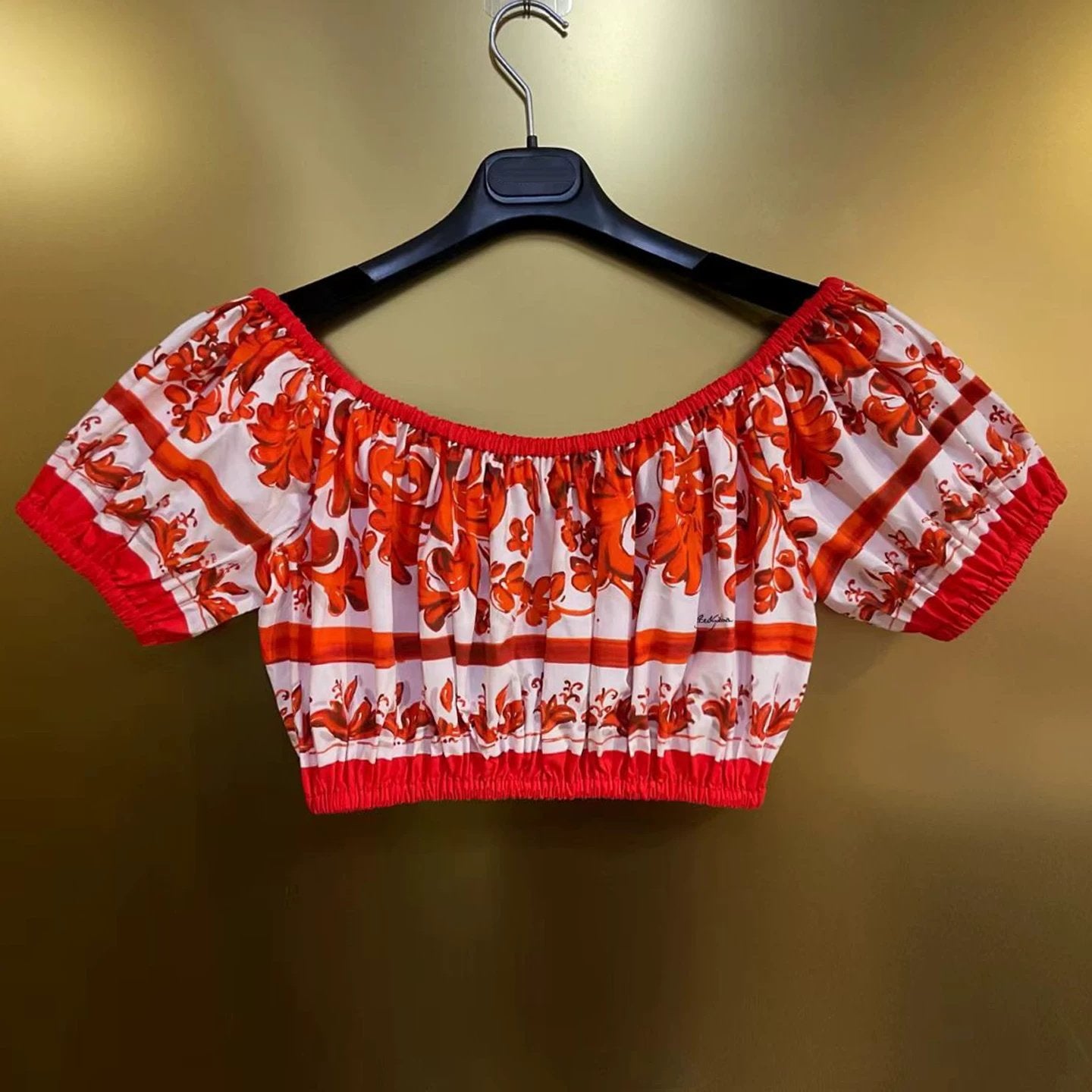 Sicilian Red Printed Off-Shoulder Skirt Set