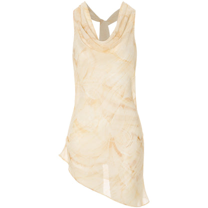 Beige sleeveless top on a white background