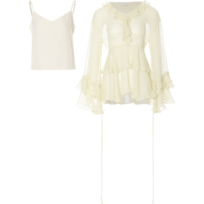 Chloé French Vintage Ruffled Chiffon Loose Blouse