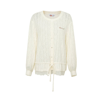 Van Gogh Cheese Floating Light Hollow Knit Cardigan