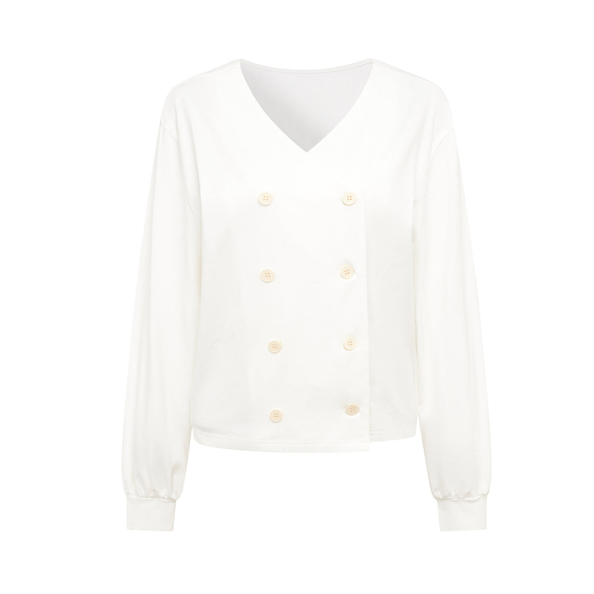 Double-Breasted V-Neck Loose Top