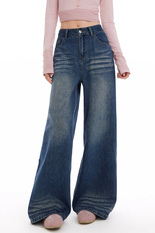 Washed Vintage Wide Leg Jeans