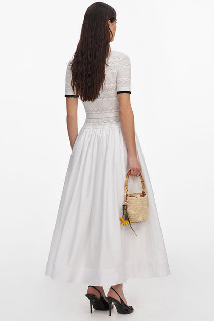 Chanel-Style Knit Patchwork Color-Block Dress