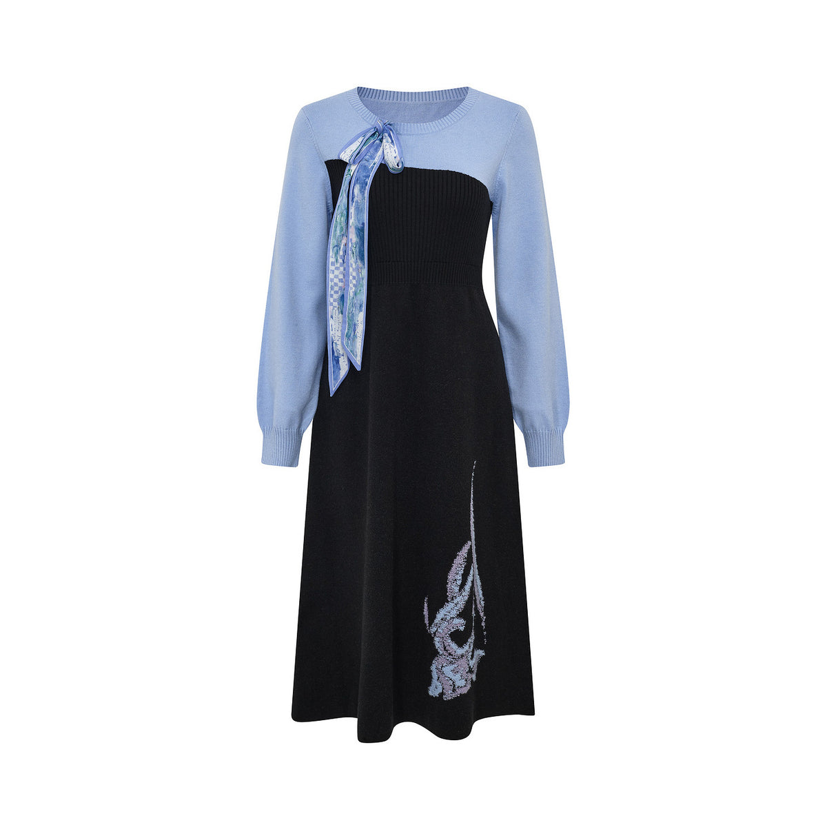 Monet Series Color-Block Towel Embroidery Dress