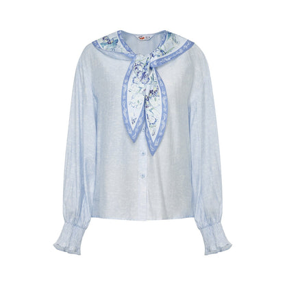 Van Gogh Art Print Scarf Collar Blouse