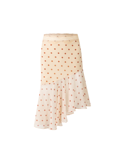 French Vintage Acetate V-Neck Cropped Top & Polka Dot Mermaid Dress Set