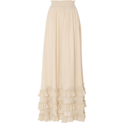 Beige ruffled skirt on a white background