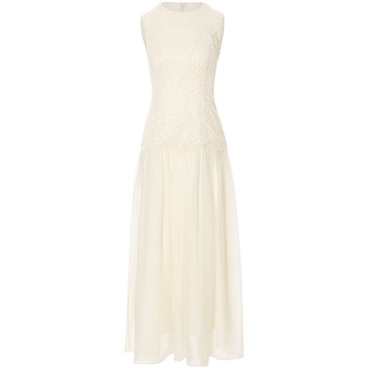 White sleeveless dress on a white background