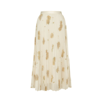 Van Gogh Sunflowers Foil-Stamped Pleated Midi Skirt