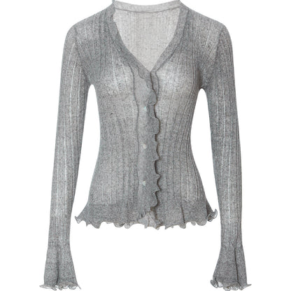 Lightweight V-Neck Knitted Sun Protection Cardigan Cover-Up