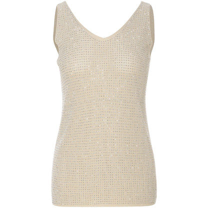 Beige knitted tank top on a white background