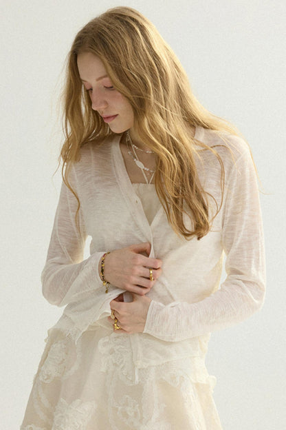 Elise French Vintage V-Neck Cardigan