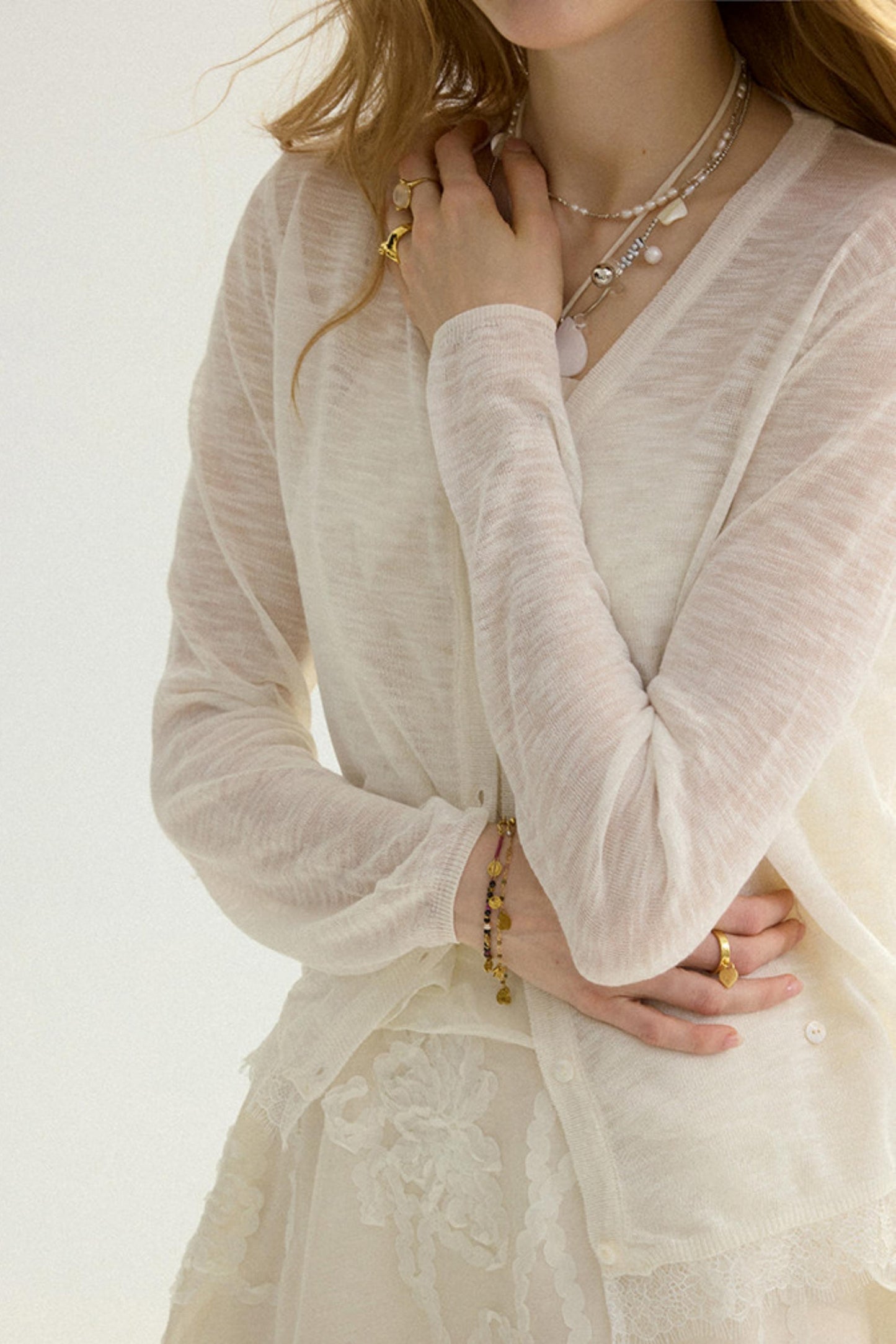 Elise French Vintage V-Neck Cardigan